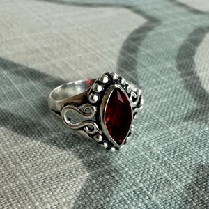 NWOT Sundance Rosebloom Ring, Garnet, Sterling Silver